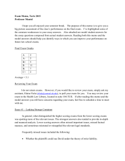 Torts Final 2016 Feedback Memo and Mode Answers