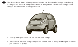 a. Identify three parts of the car that use electrical energy.