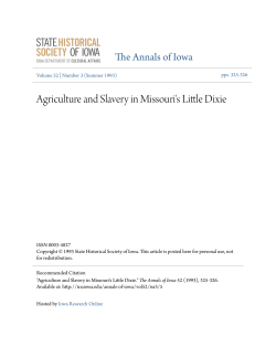 Agriculture and Slavery in Missouri`s Little Dixie