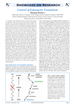 Control of Eukaryotic Translation