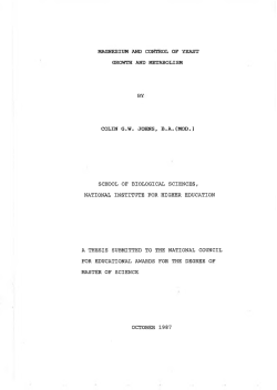 magnesium and control of yeast growth and - DORAS