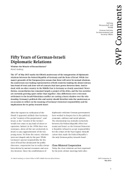 Fifty Years of German-Israeli Diplomatic Relations. Whither the