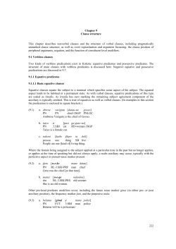 222 Chapter 9 Clause structure This chapter describes nonverbal