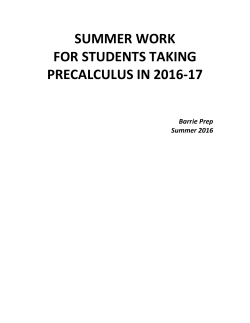 summer work for students taking precalculus in 2016-‐17