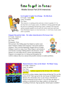 Middle School Fall 2016 Intensives