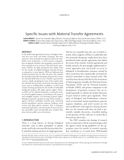 Specific Issues with Material Transfer Agreements