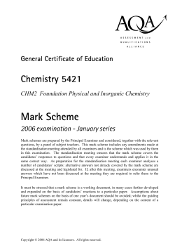 A-level Chemistry Mark scheme Unit 2 - Foundation Physical