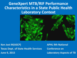 GeneXpert MTB/RIF Performance Characteristics in a State