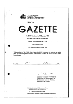 Public Place Names - ACT Legislation Register