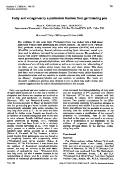 Fatty acid elongation by a particulate fraction from germinating pea