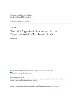 The 1998 Argentine Labor Reform Act: A Perpetuation of the