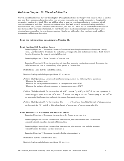 Guide to Chapter 12. Chemical Kinetics
