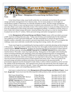 To: Energy-‐Matter -‐-‐-‐Management Of Personal Energy And Matter