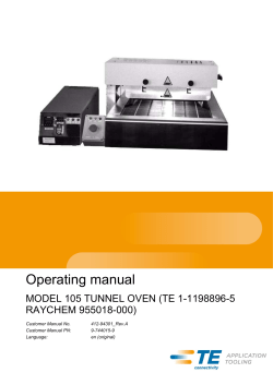 Model 105 Tunnel Oven Operating Manual