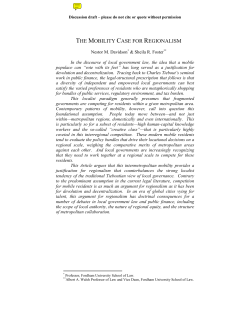 THE MOBILITY CASE FOR REGIONALISM