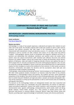 COMPARATIVE STUDIES OF IDEAS AND CULTURES Doctoral study