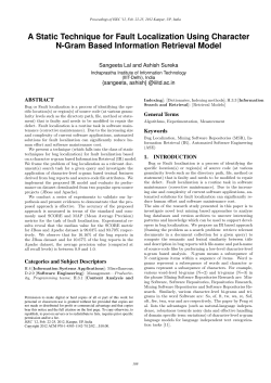 A Static Technique for Fault Localization Using Character N