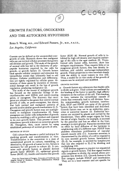 GROWTH F ACTORS, ONCOGENES AND THE AUTOCRINE
