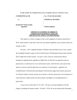 Commonwealth vs.Williams - Lycoming Law Association