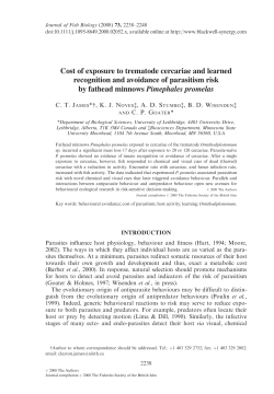 Cost of exposure to trematode cercariae and learned recognition