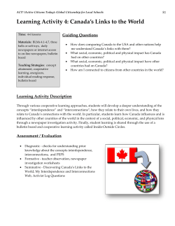 Learning Activity 4: Canada`s Links to the World