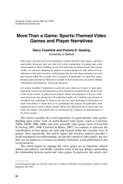 Sports-Themed Video Games and Player Narratives