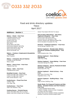 Food and Drink Directory Updates - Tesco April 2017