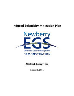 Induced Seismicity Mitigation Plan