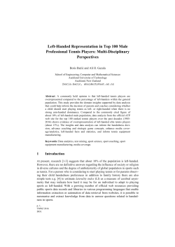 Left-Handed Representation in Top 100 Male Professional Tennis