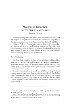 Monetary Disorder: Move Over, Mandarins