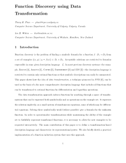 Function Discovery using Data Transformation