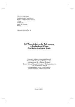 Self-Reported Juvenile Delinquency in England and Wales