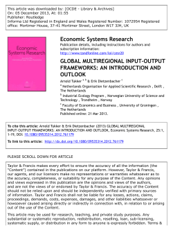 Economic Systems Research GLOBAL MULTIREGIONAL INPUT