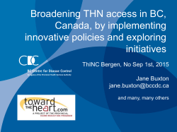 Broadening THN access in BC, Canada, by implementing innovative