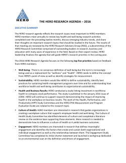 THE HERO RESEARCH AGENDA &ndash; 2016