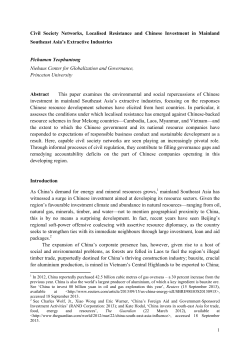 Civil Society Networks, Localised Resistance and Chinese