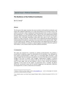 Special Issue—Political Constitutions The Resilience of the Political