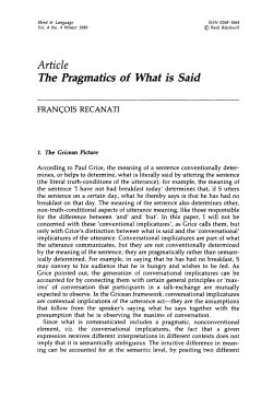 The Pragmatics of What is Said