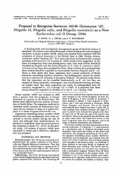 Proposal to Recognise Seroovar 145/46 (Synonyms: 147, ShigeZZa