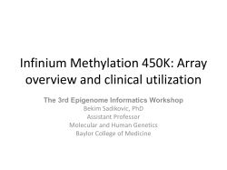Infinium Methylation 450K: Array overview and clinical