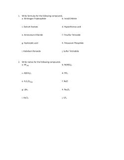 1. Write formulas for the following compounds. - Ars