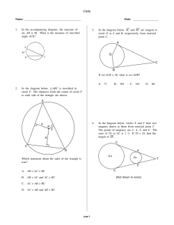 Circle Name: Date: 1. In the accompanying diagram, the measure of