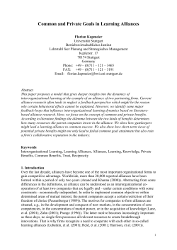 Common and Private Goals in Learning Alliances