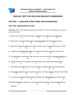english test for vnu-hcm graduate admissions
