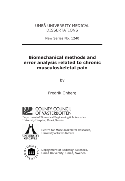 Biomechanical methods and error analysis