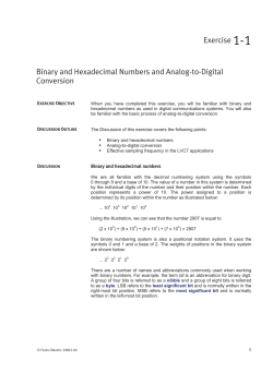 1-1 Binary and Hexadecimal Numbers and Analog-to - Lab-Volt