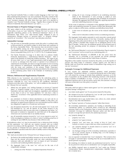 PERSONAL UMBRELLA POLICY Personal Injury