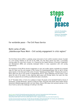 For worldwide peace &ndash; The Civil Peace Service Berlin series of talks