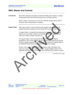 DNA: Blanks and Controls - Sacramento County District Attorney