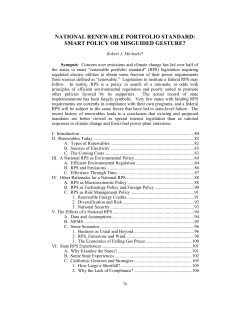 National Renewable Portfolio Standard: Smart Policy or Misguided
